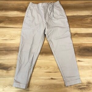 COS Mens Light Gray Cotton Drawstring Tapered Cuffed Trousers Pants 34R Pull on